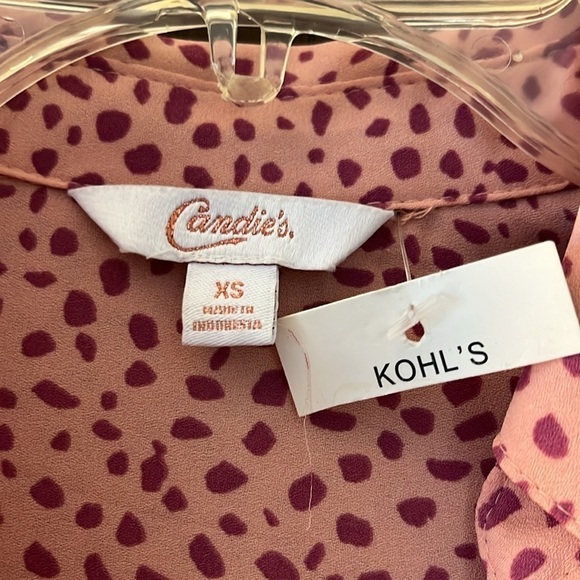 Candie’s long sleeved, lightweight peach with magenta spots. Size XS. NWT - Picture 2 of 7